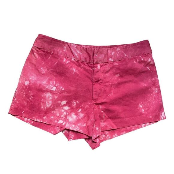 J. Crew Shorts Tie Die Chinos Khakis Red White High Rise Pockets Zip Women 2 - Picture 1 of 7